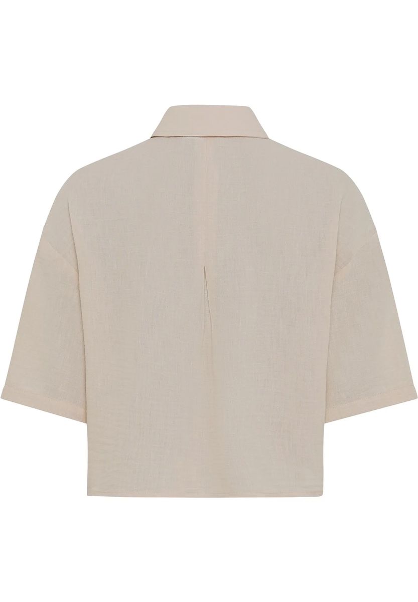 Beiges Cropped Baumwollhemd