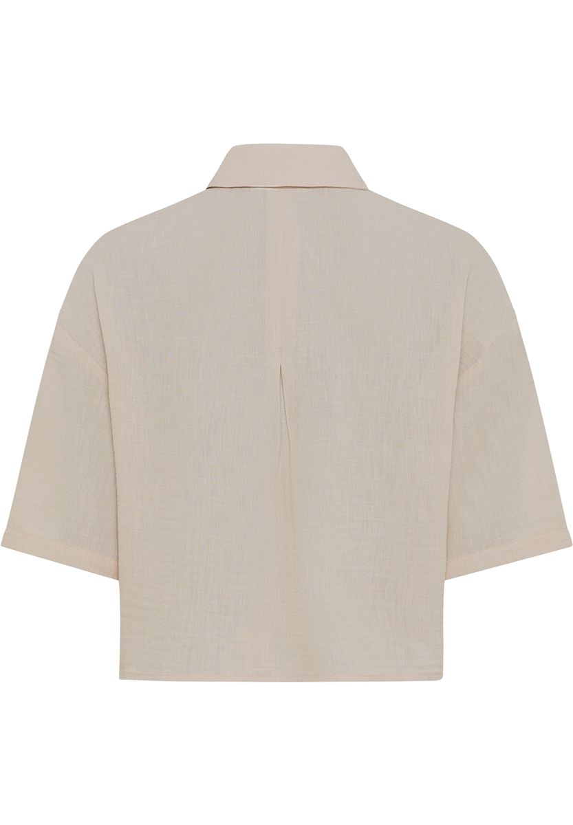 Beiges Cropped Baumwollhemd