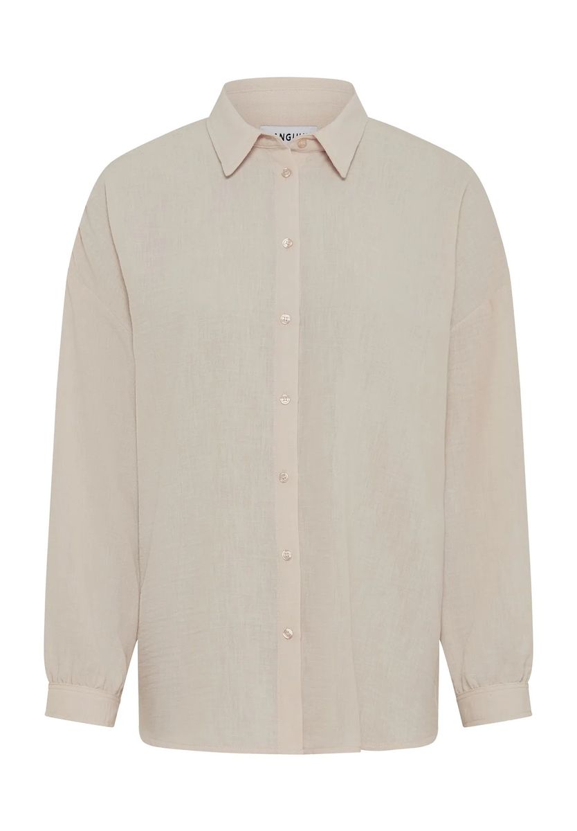 Beige Oversize Langarm Bluse