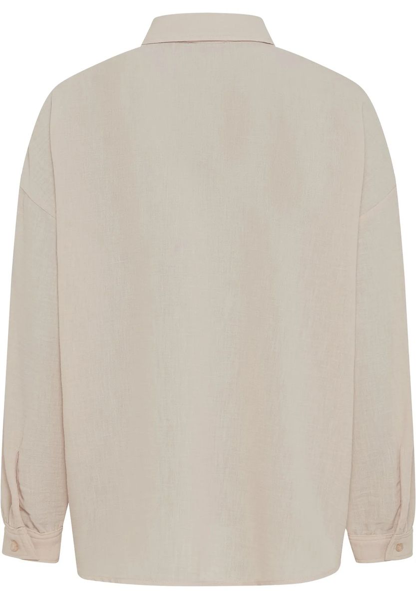 Beige Oversize Langarm Bluse