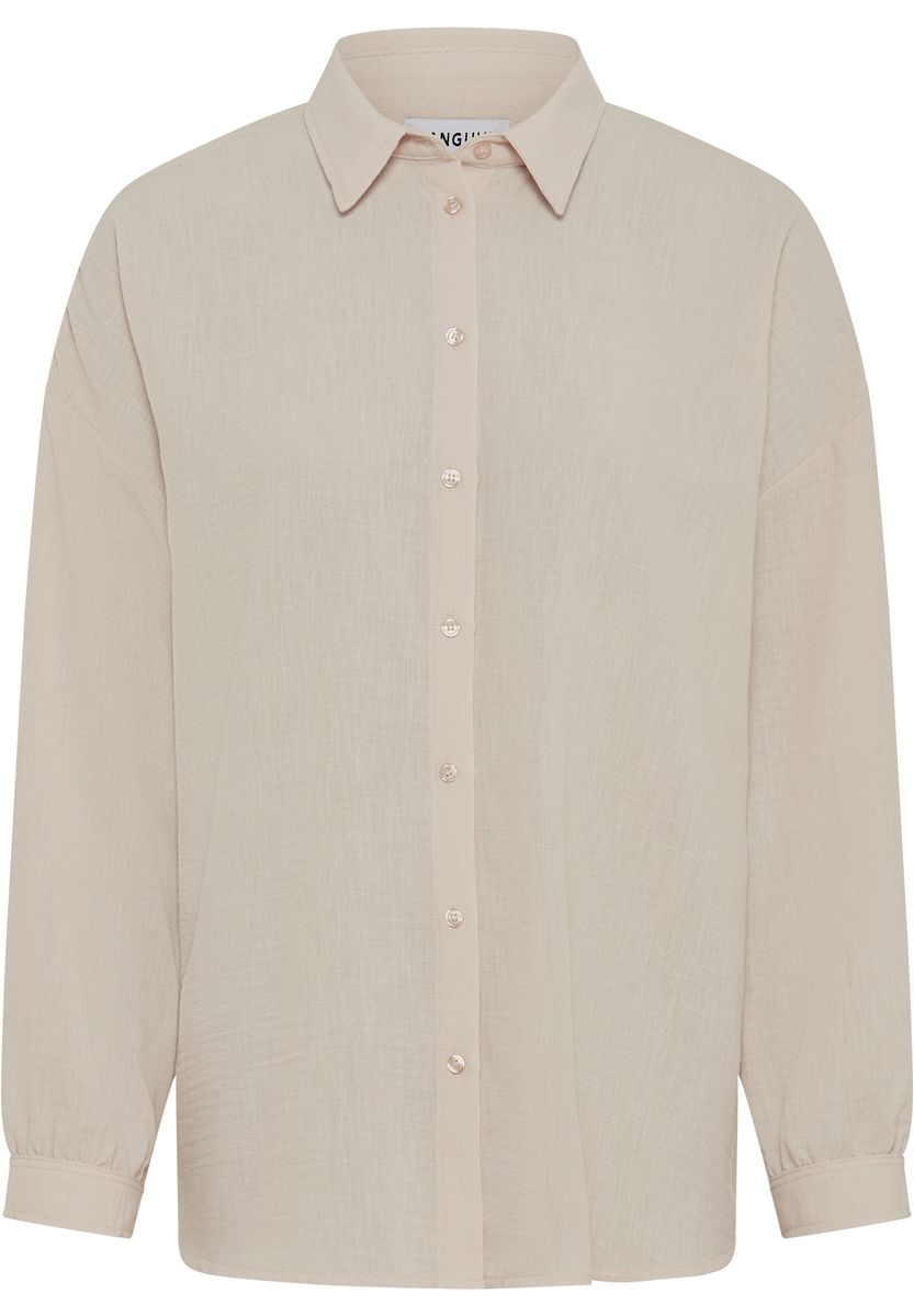 Beige Oversize Langarm Bluse