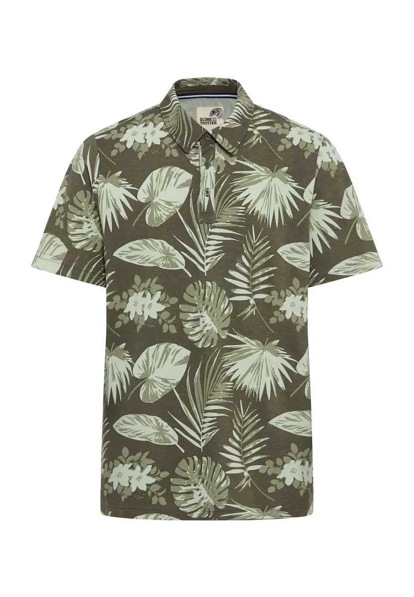 GLOBETROTTER Poloshirt, Print, für Herren, grün, L