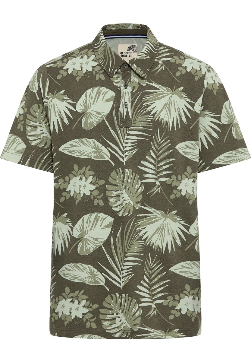 GLOBETROTTER Poloshirt, Print, für Herren, grün, L