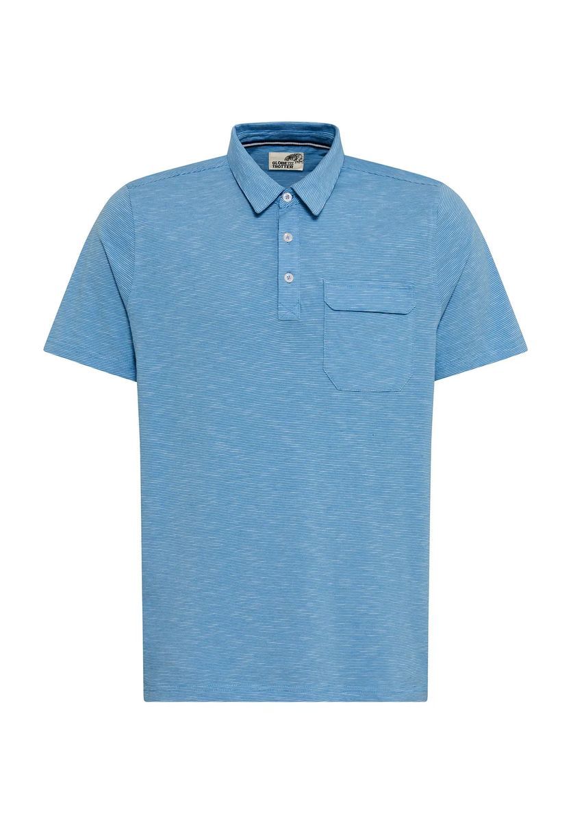 GLOBETROTTER Poloshirt, Brusttasche, für Herren, blau, M