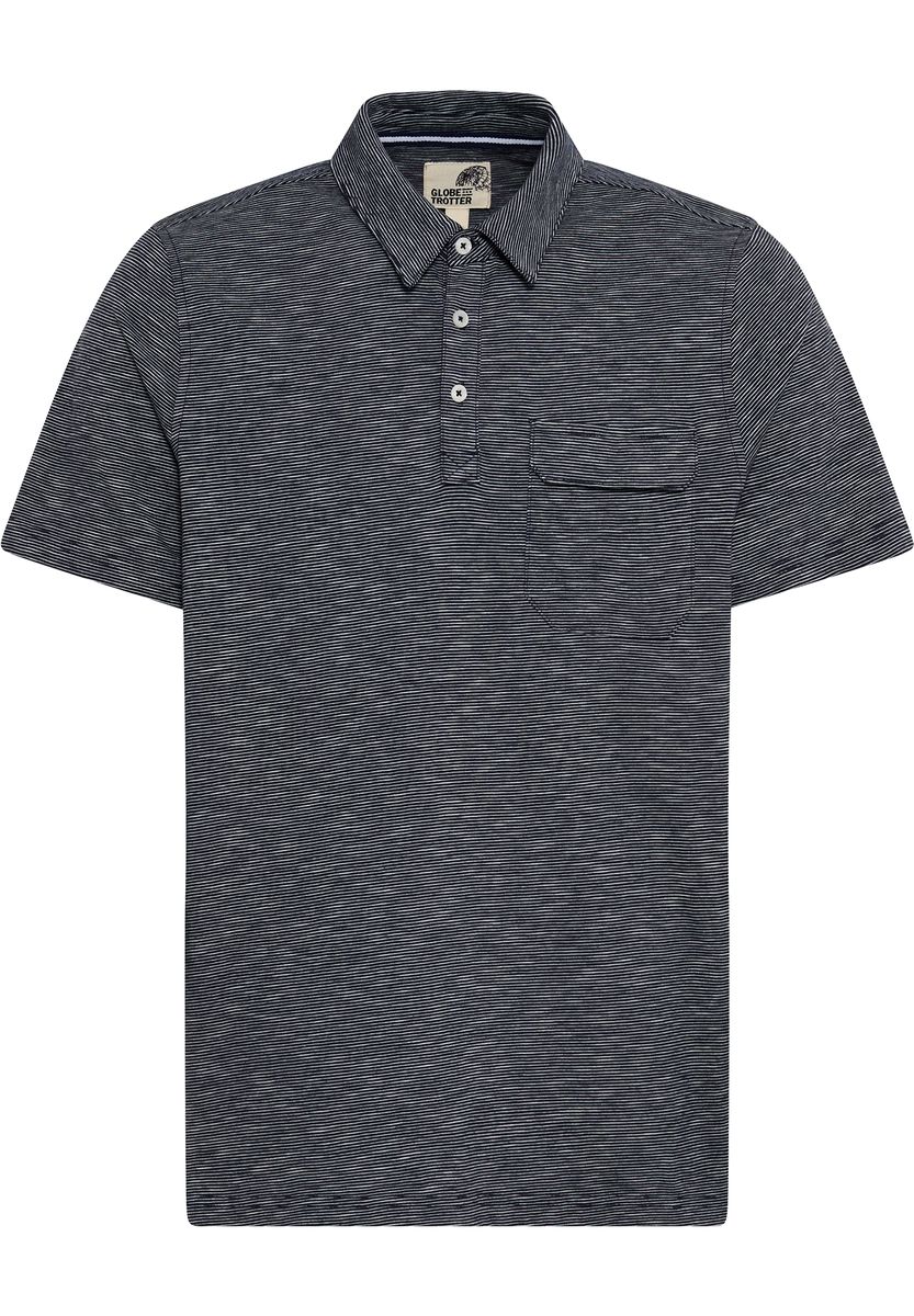 GLOBETROTTER Poloshirt, Brusttasche, für Herren, blau, M