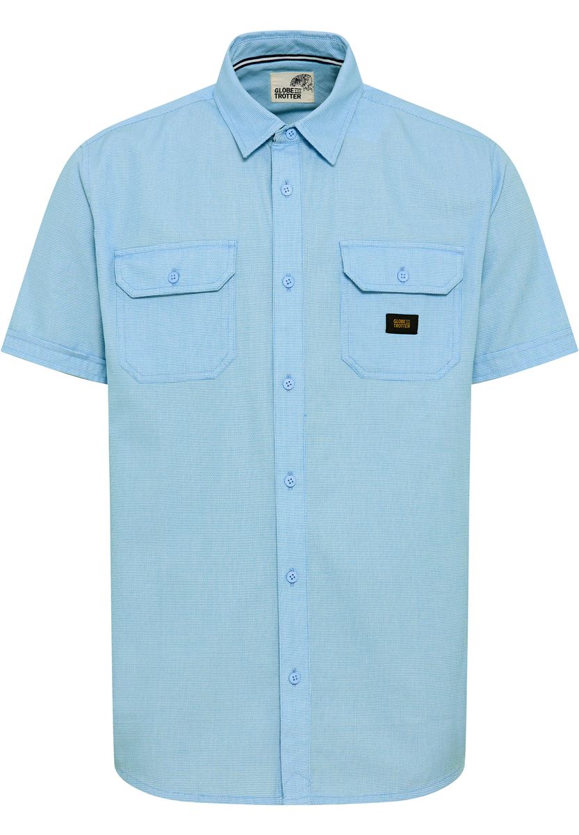 GLOBETROTTER Freizeithemd, Gerader Schnitt, Kent-Kragen, Herren, blau, M