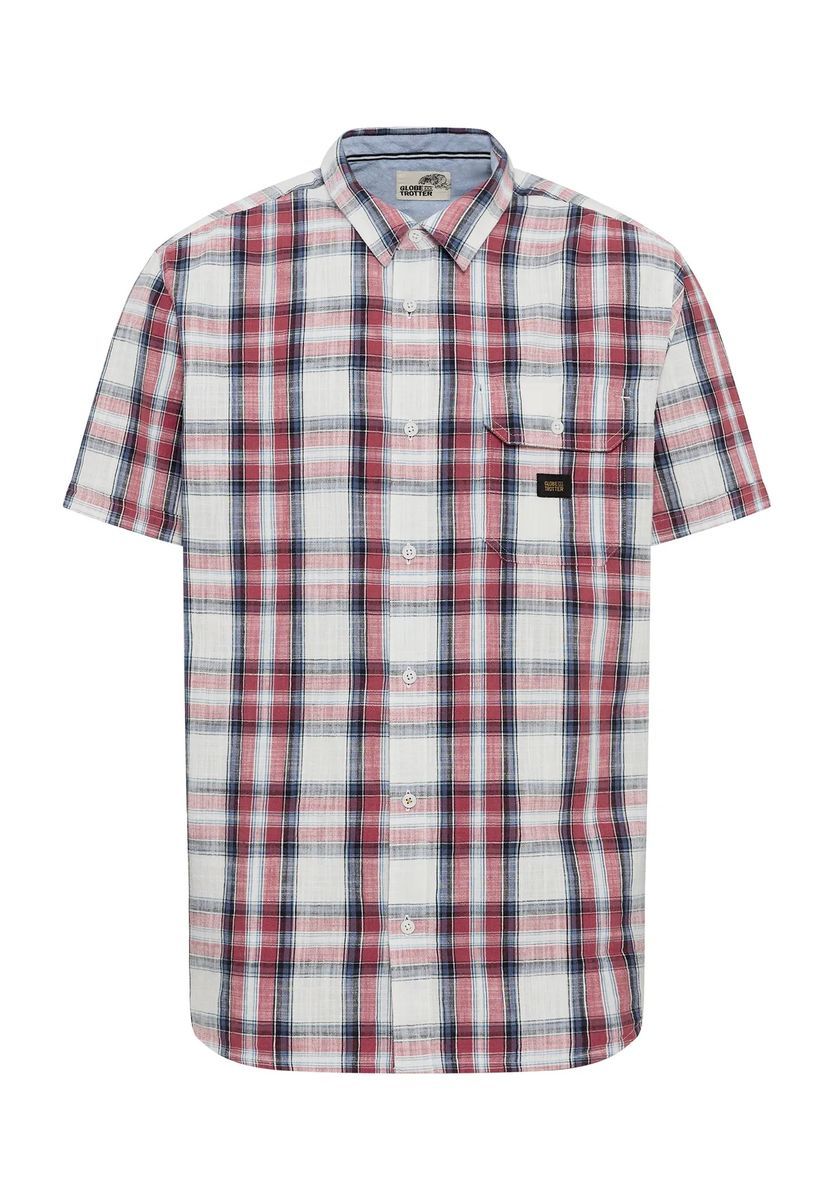 GLOBETROTTER Freizeithemd, Casual, Kent-Kragen, Herren, rot|weiß, L