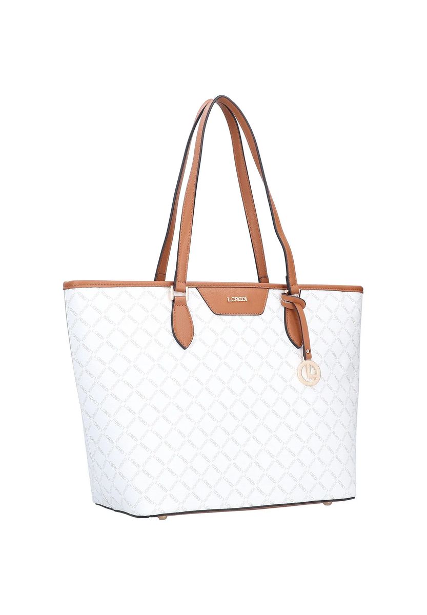 L.CREDI Shopper, Anhänger, Logo-Print, für Damen, weiß