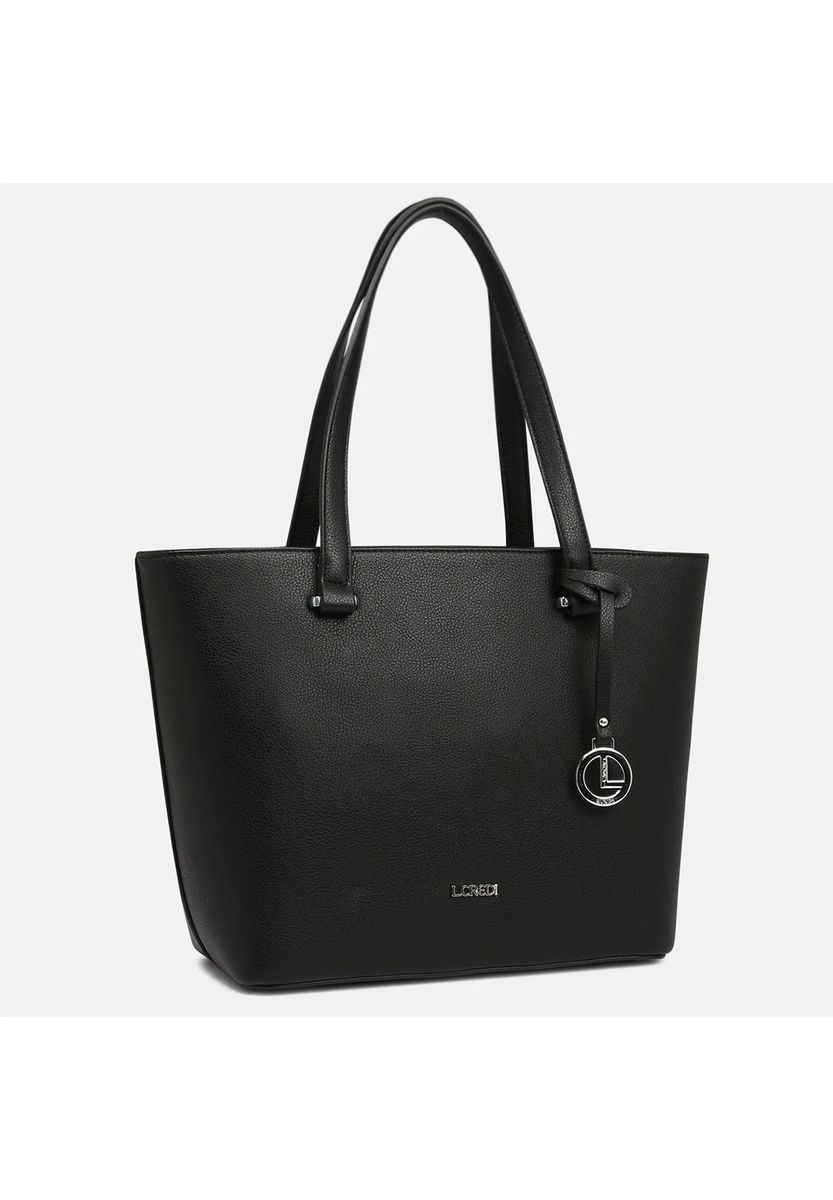 Klassische schwarze Handtasche aus Kunstleder