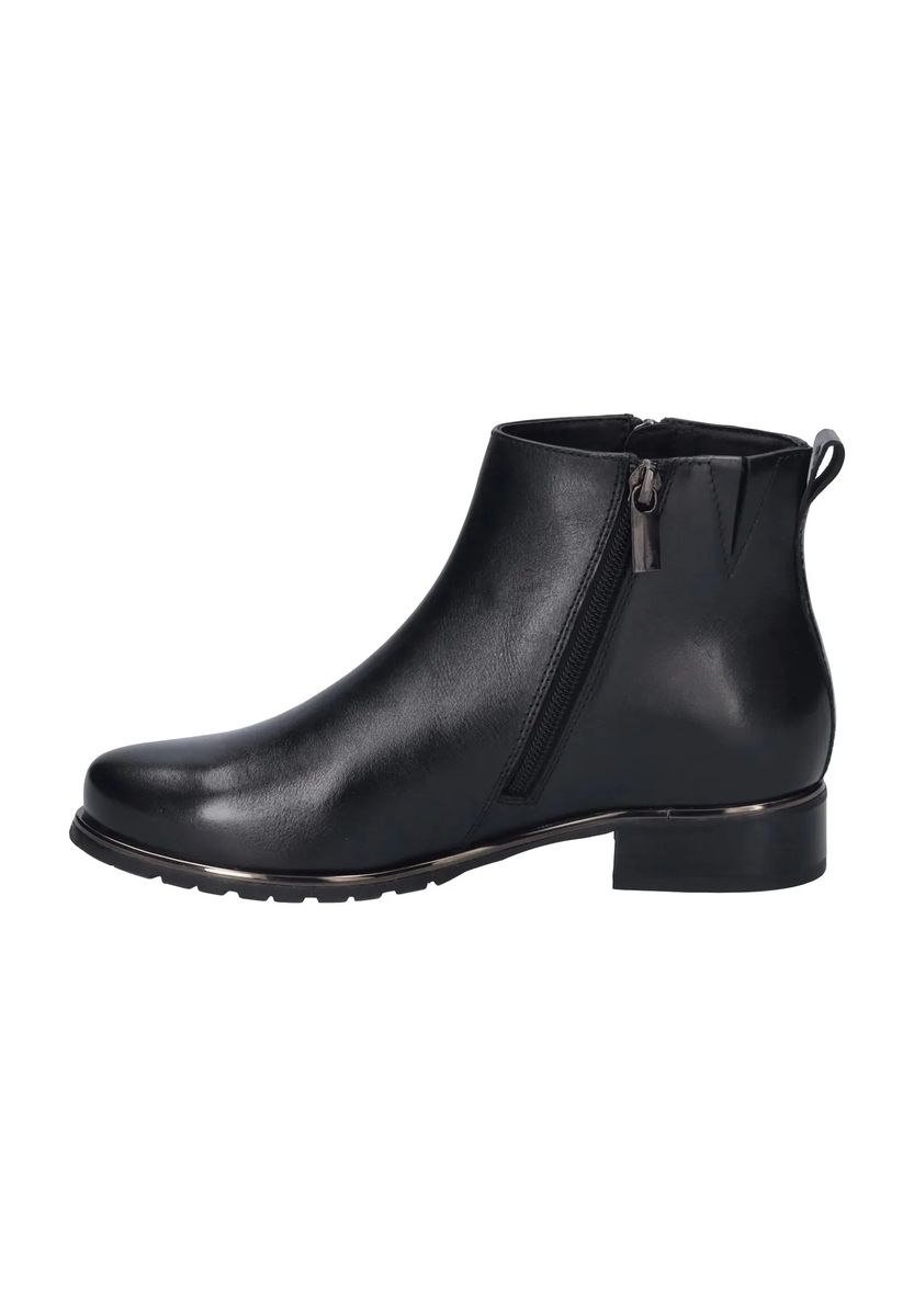 Schwarze Stiefeletten aus Leder mit Blockabsatz
