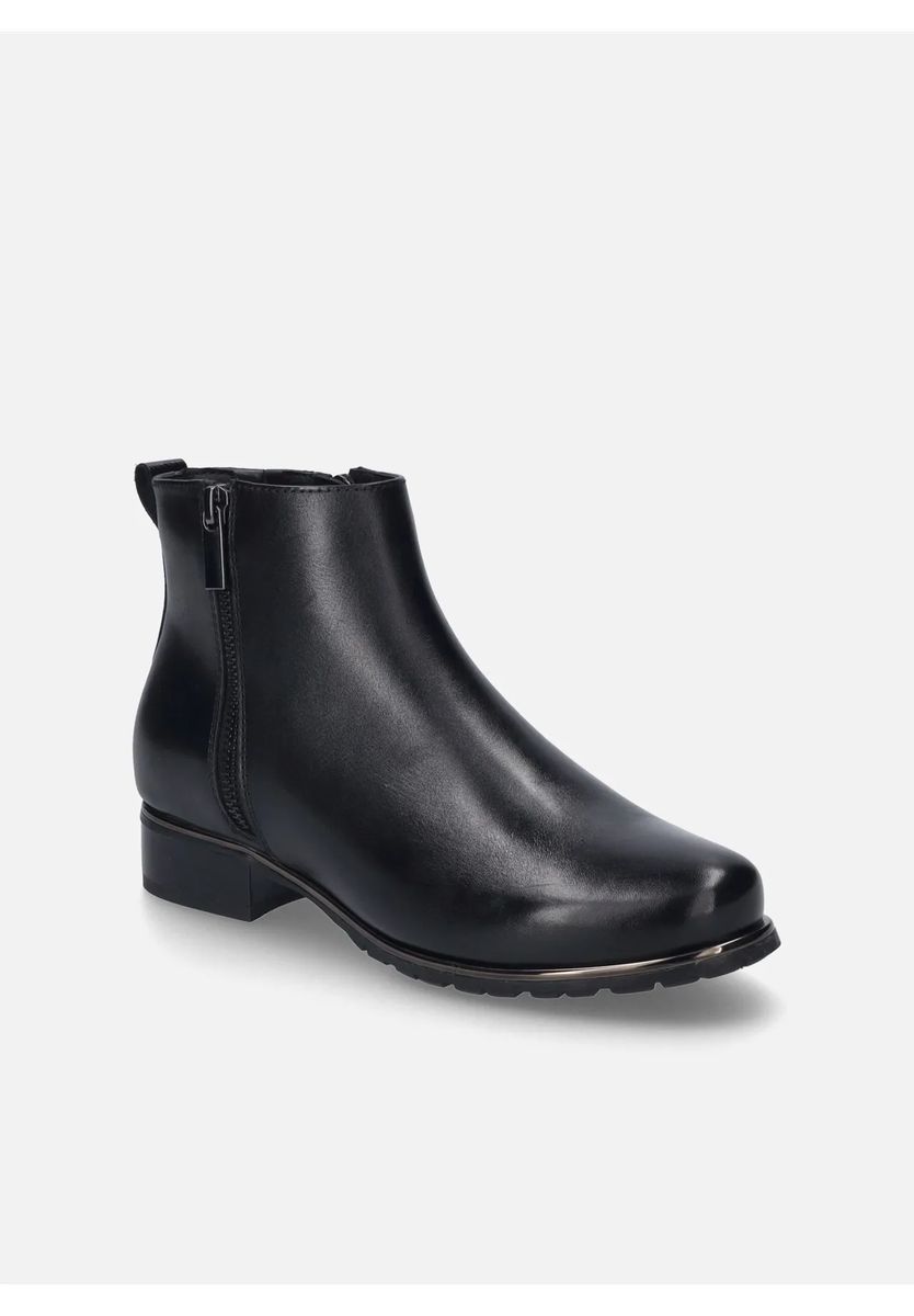 Schwarze Stiefeletten aus Leder mit Blockabsatz