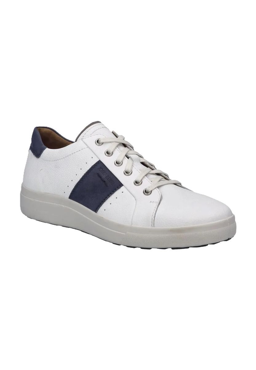 Leder-Sneaker mit marineblauem Akzent