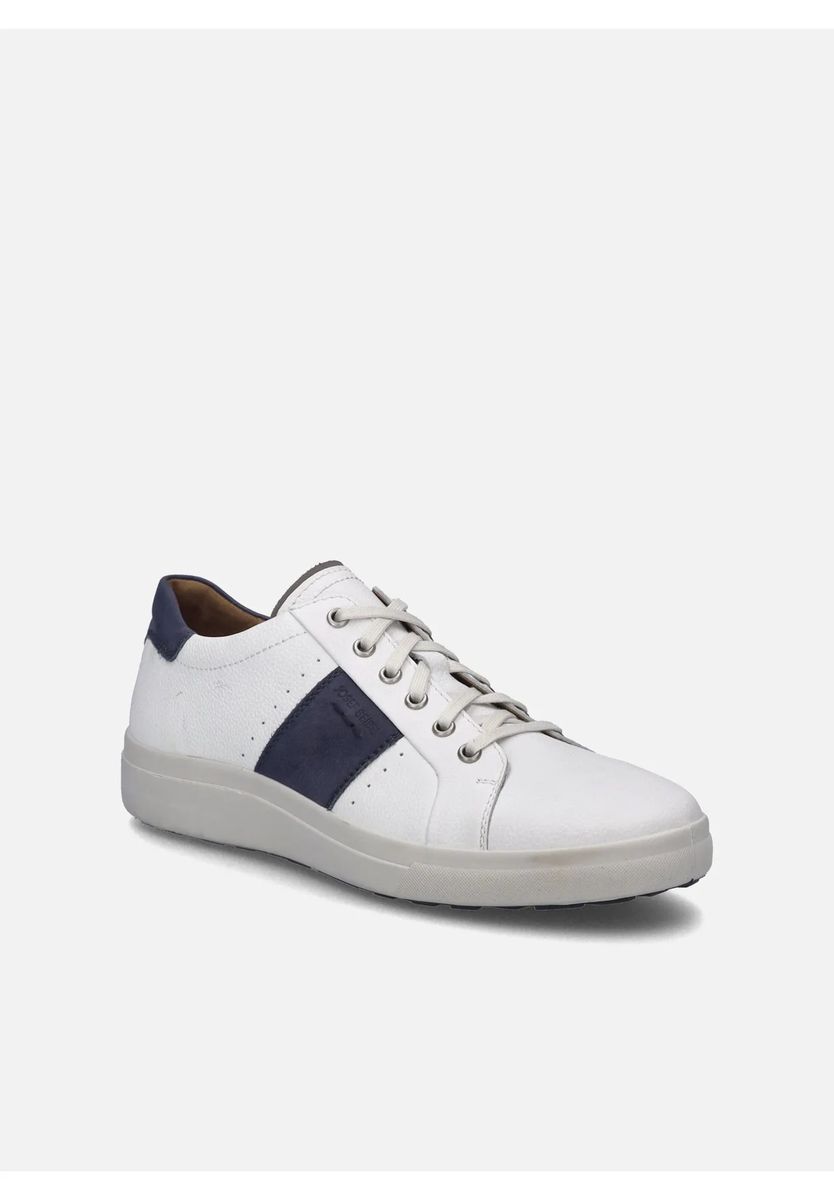 Leder-Sneaker mit marineblauem Akzent
