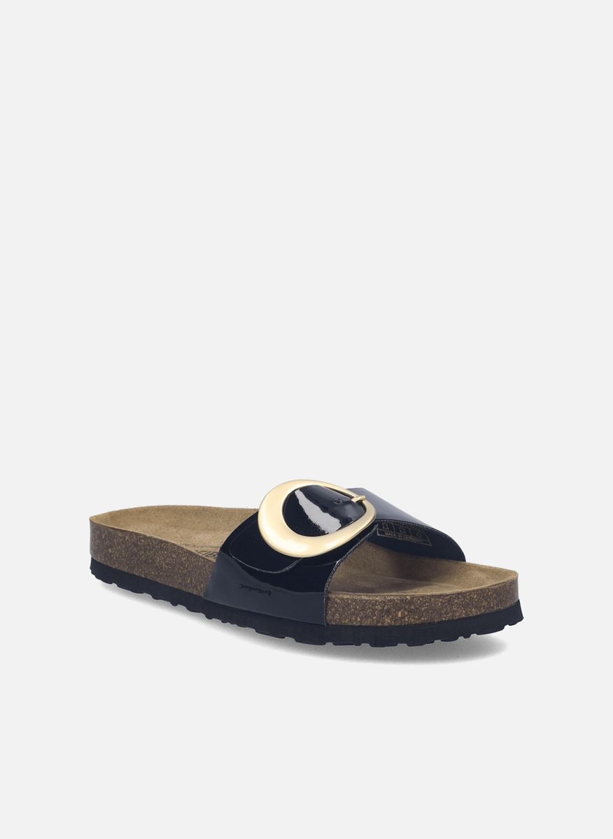 Elegante Lackleder-Pantolette mit Schnalle