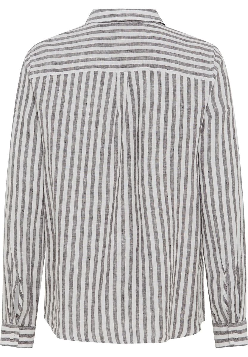 Street One Leinenbluse, Brusttaschen, für Damen, braun|weiß, 38