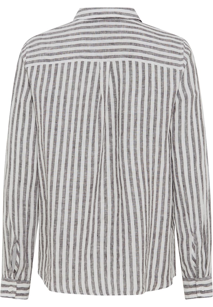 Street One Leinenbluse, Brusttaschen, für Damen, braun|weiß, 38