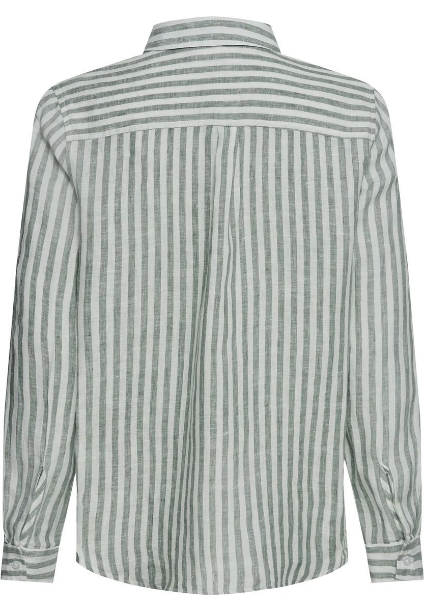 Street One Leinenbluse, Brusttaschen, für Damen, grün|weiß, 38
