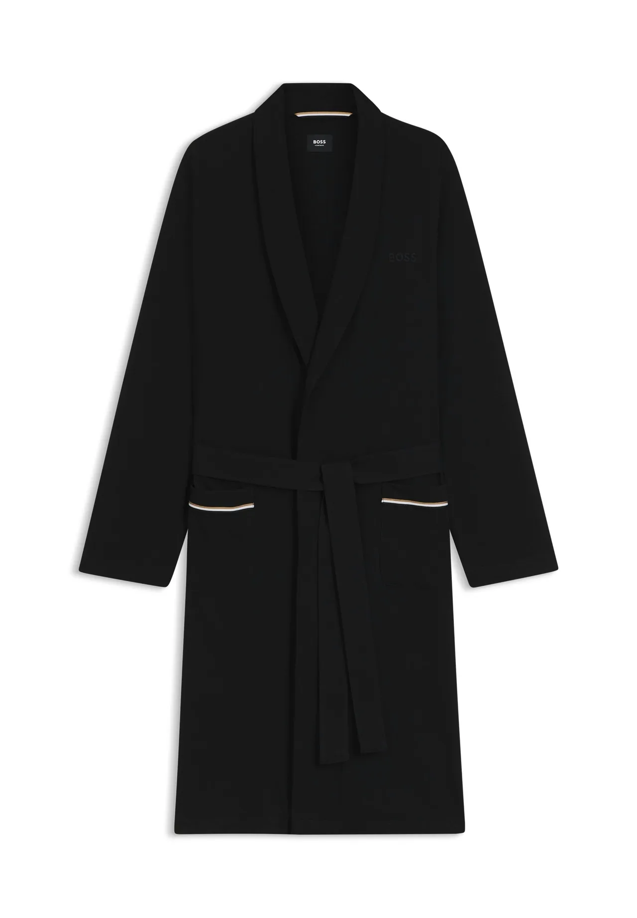 BOSS Bademantel, Bindegürtel, für Herren, schwarz, S