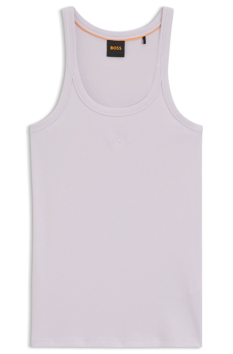 Geripptes Tanktop mit Logo-Detail