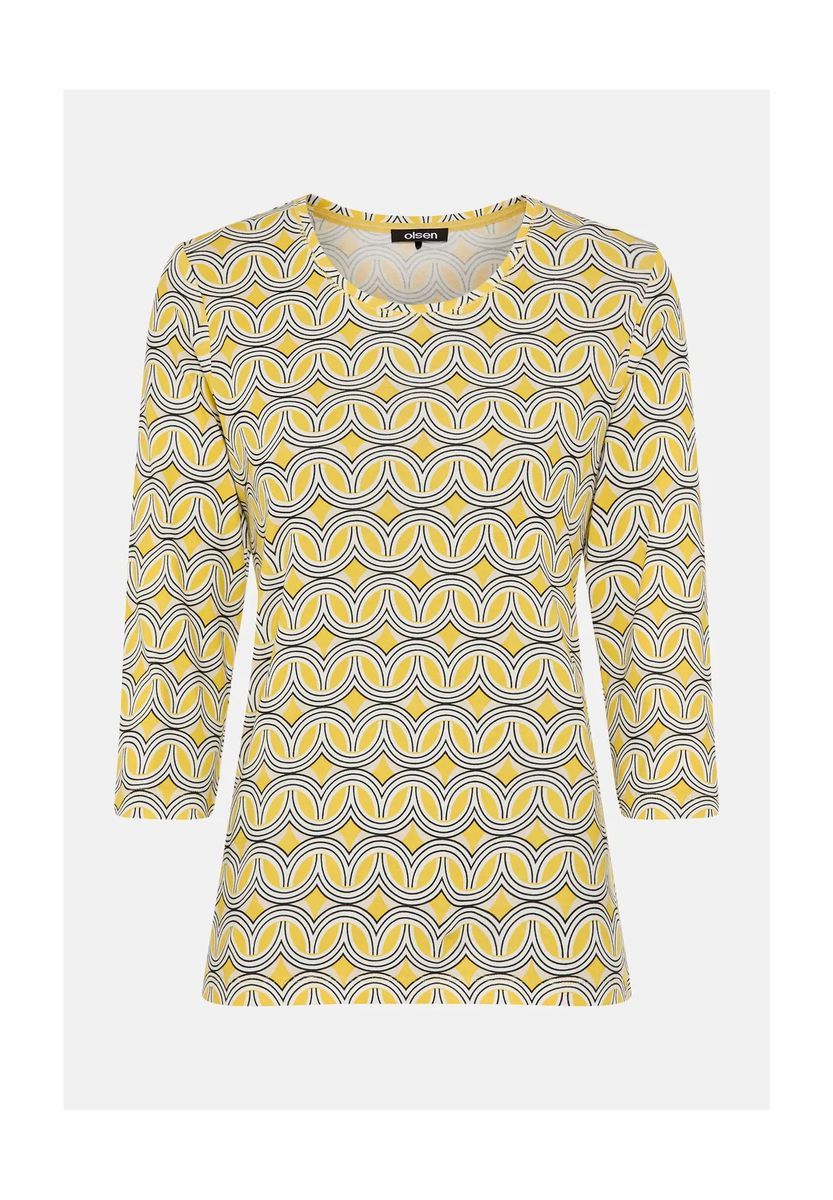 Top mit geometrischem Print und 3/4-Ärmeln