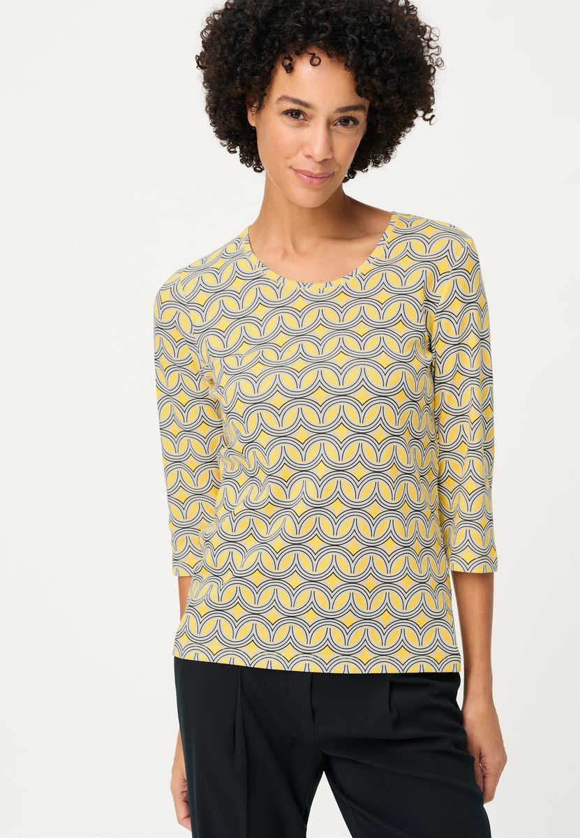 Top mit geometrischem Print und 3/4-Ärmeln