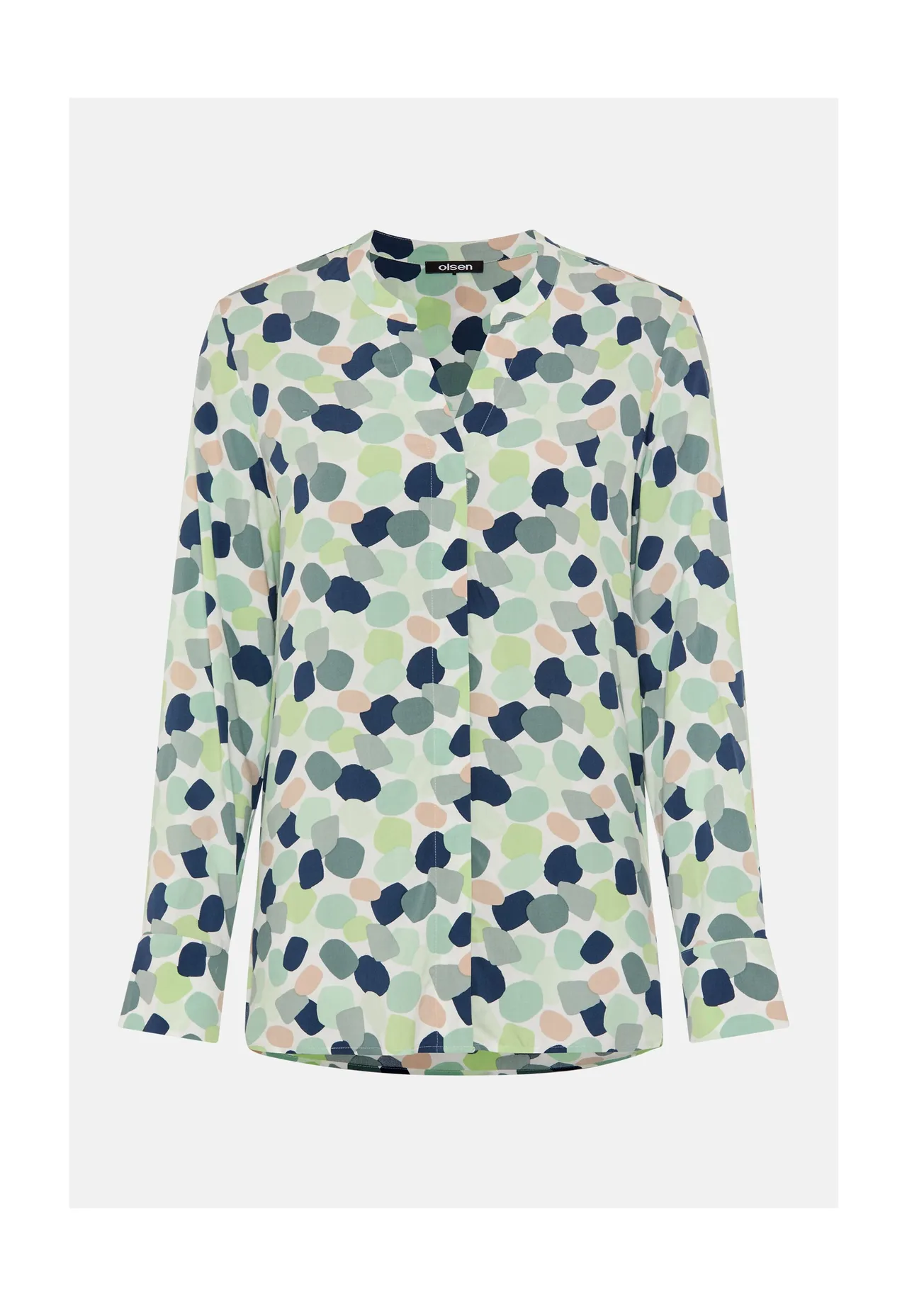 Bluse mit abstraktem Print und V-Ausschnitt