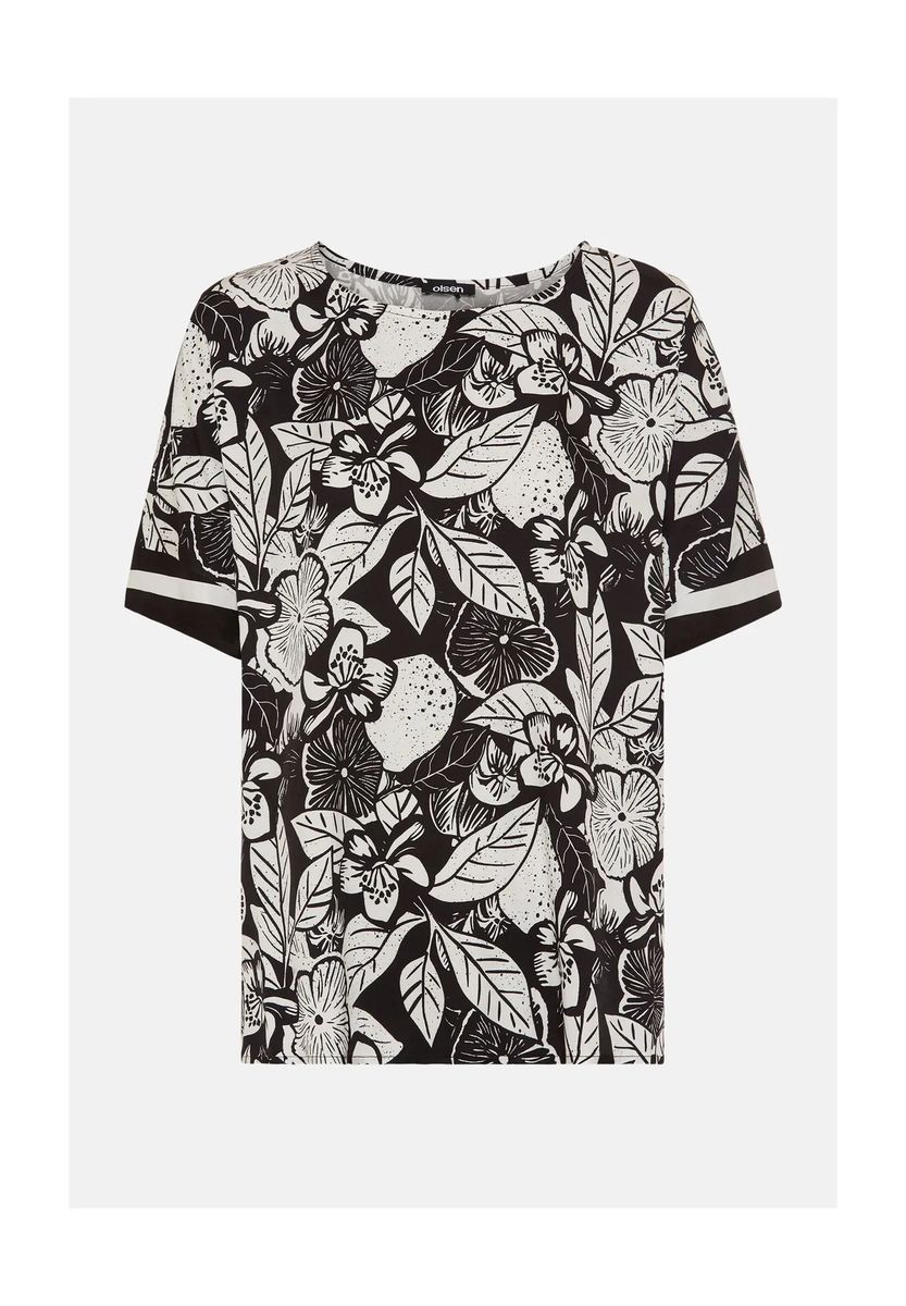 T-Shirt mit Blumenmuster und Rundhalsausschnitt