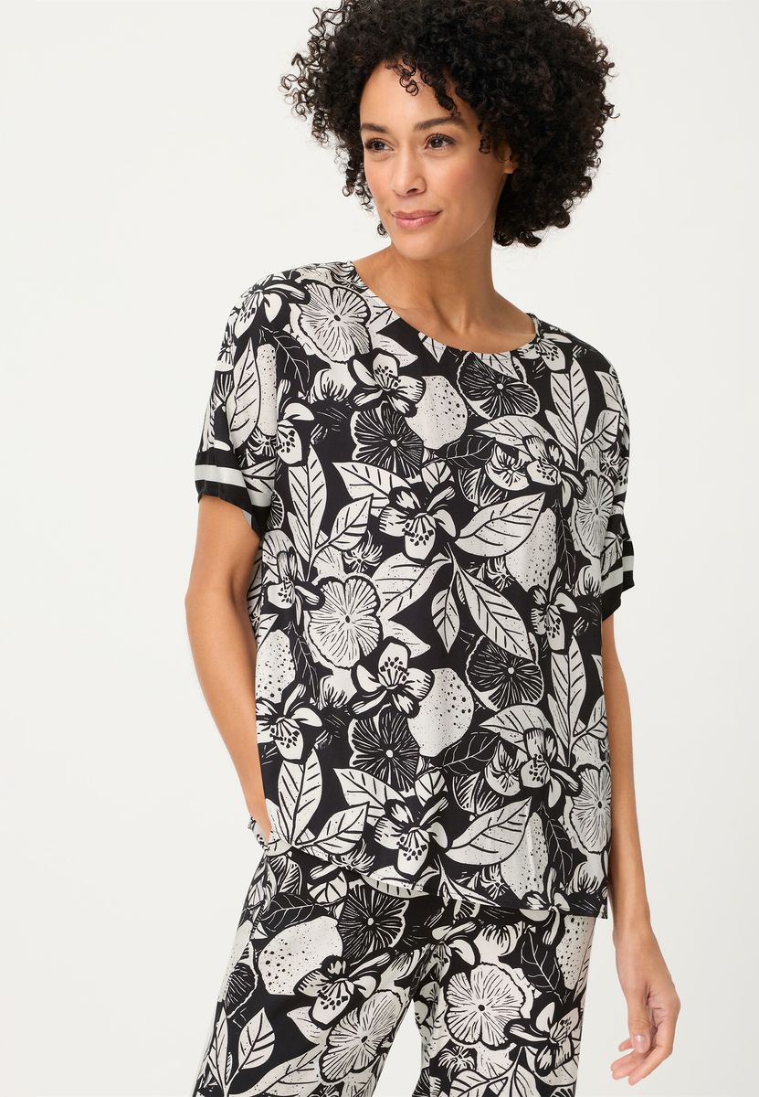 T-Shirt mit Blumenmuster und Rundhalsausschnitt