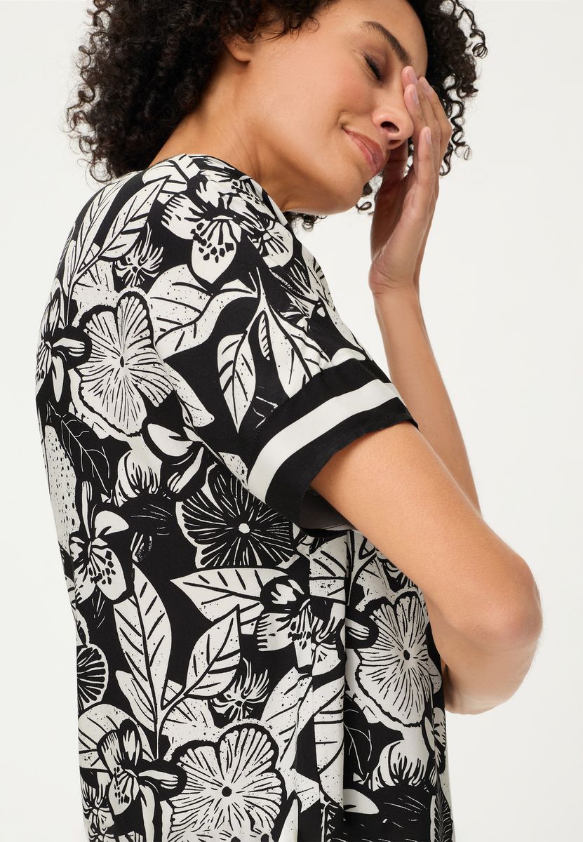 Gewebte Bluse mit Zitronen-Print