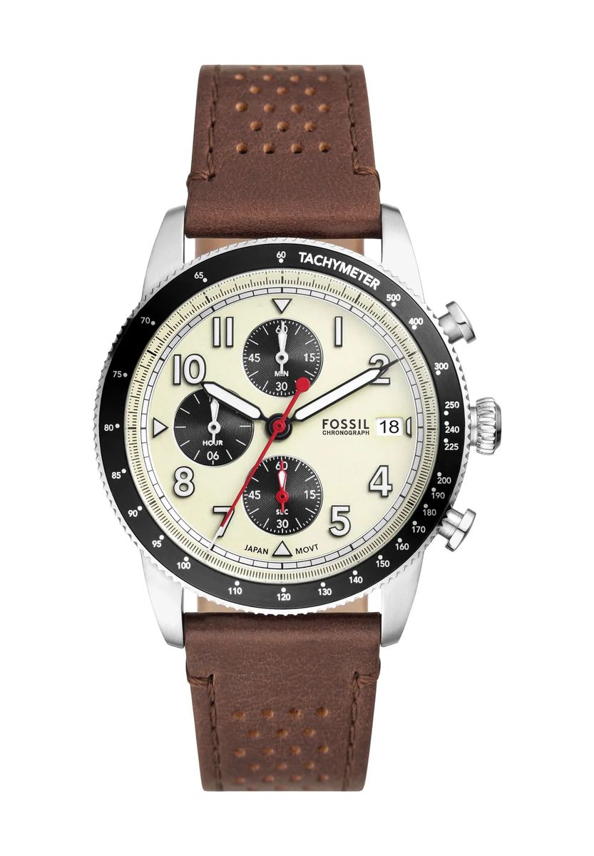 Klassische Chronographenuhr mit Lederarmband