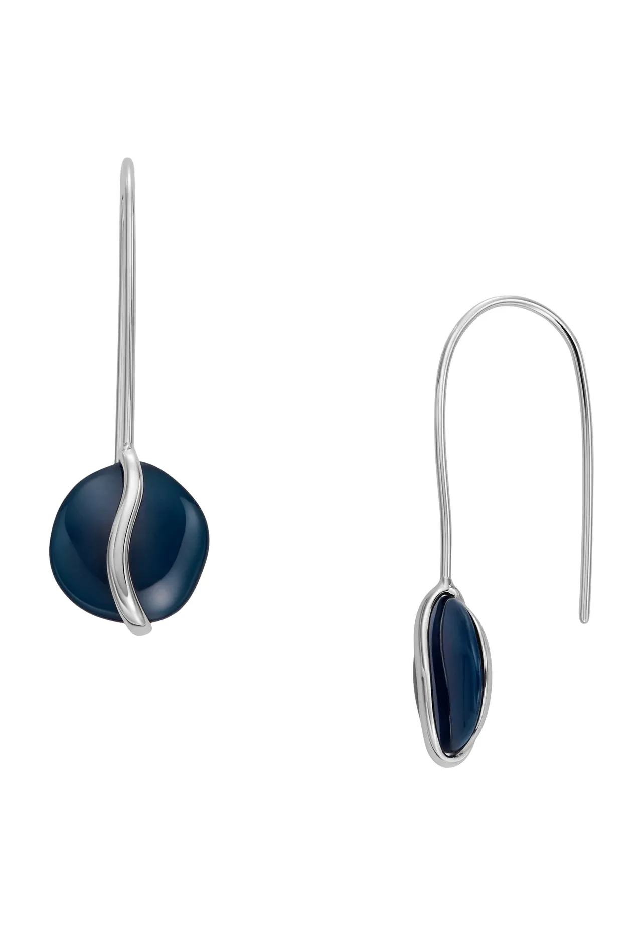 Silberfarbene Ohrhänger mit blauem Stein