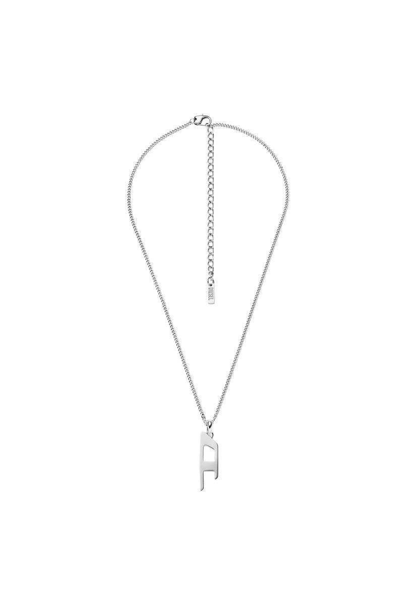 DIESEL® Diesel Herren-Halskette mit D-Logo-Anhänger aus Edelstahl, DX1625040, Silber, 45