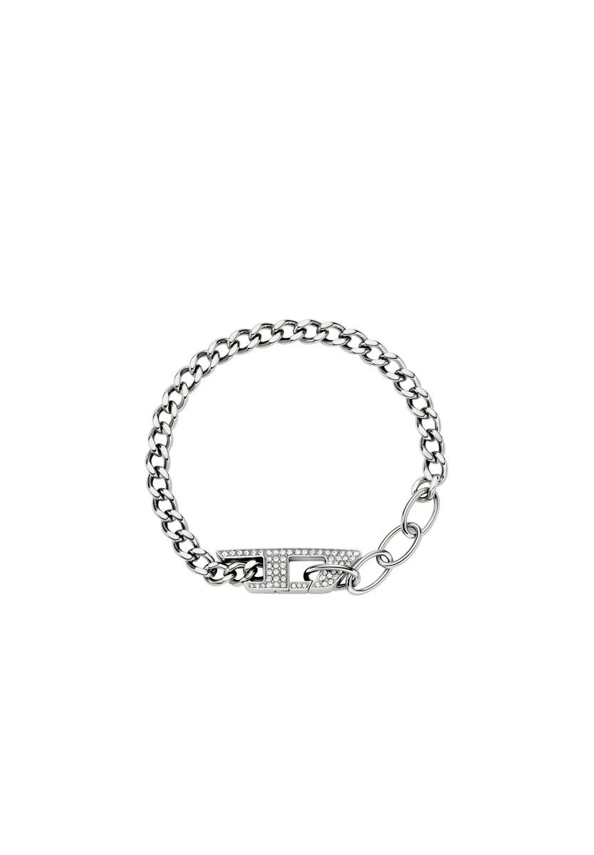 DIESEL® Diesel Herren-Glitzer-Kettenarmband aus Edelstahl, DX1627040, Silber, 18
