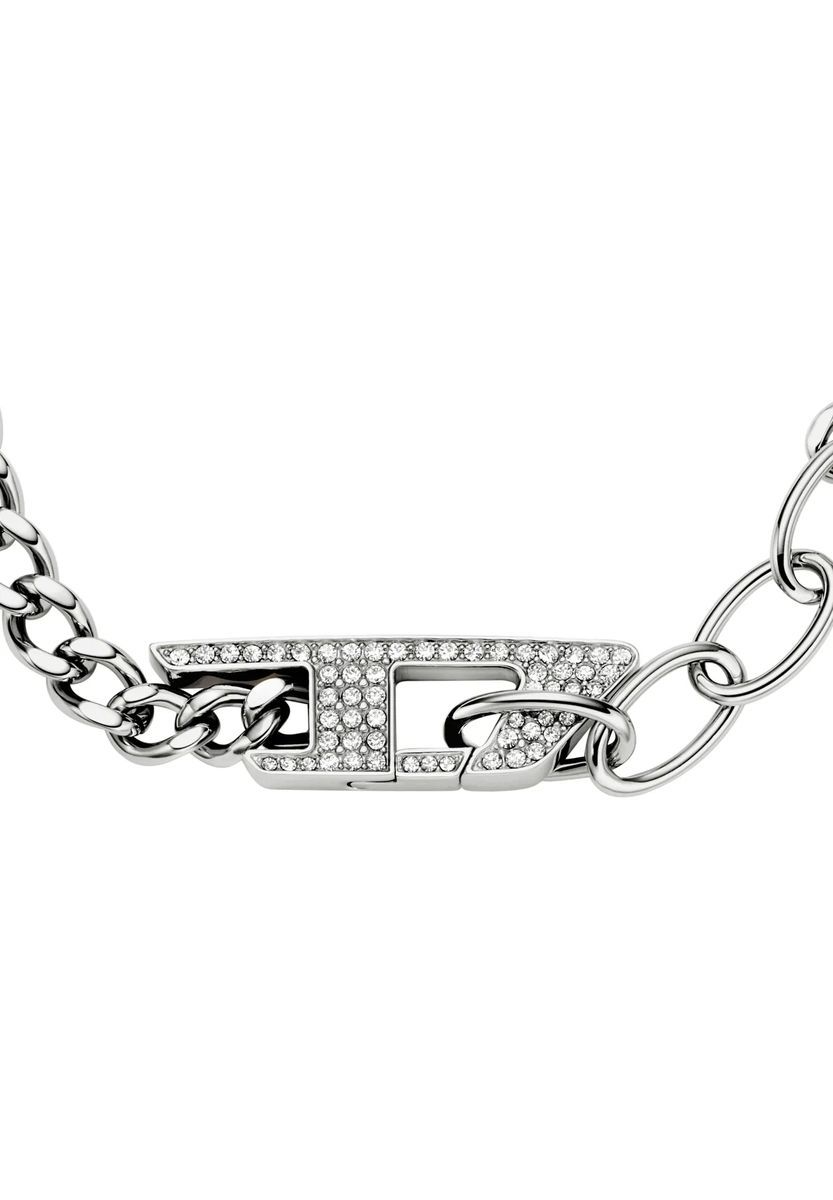 DIESEL® Diesel Herren-Glitzer-Kettenarmband aus Edelstahl, DX1627040, Silber, 18