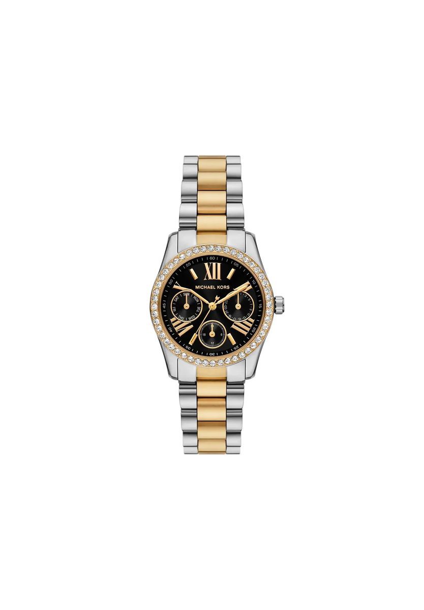 Zweifarbige Chronographenuhr mit Kristallakzenten