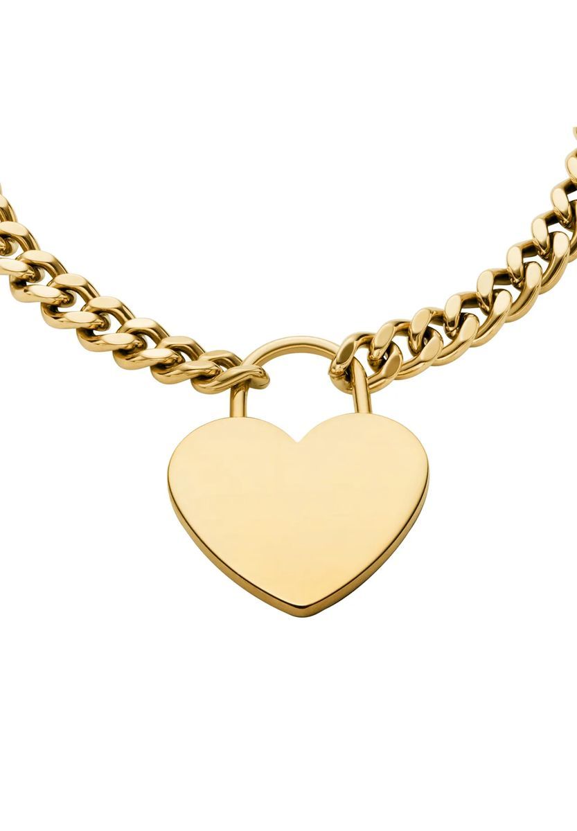 Fossil Damen Sutton Goldfarbenes Edelstahl-Herzarmband, JF04959710, GOLD, 17
