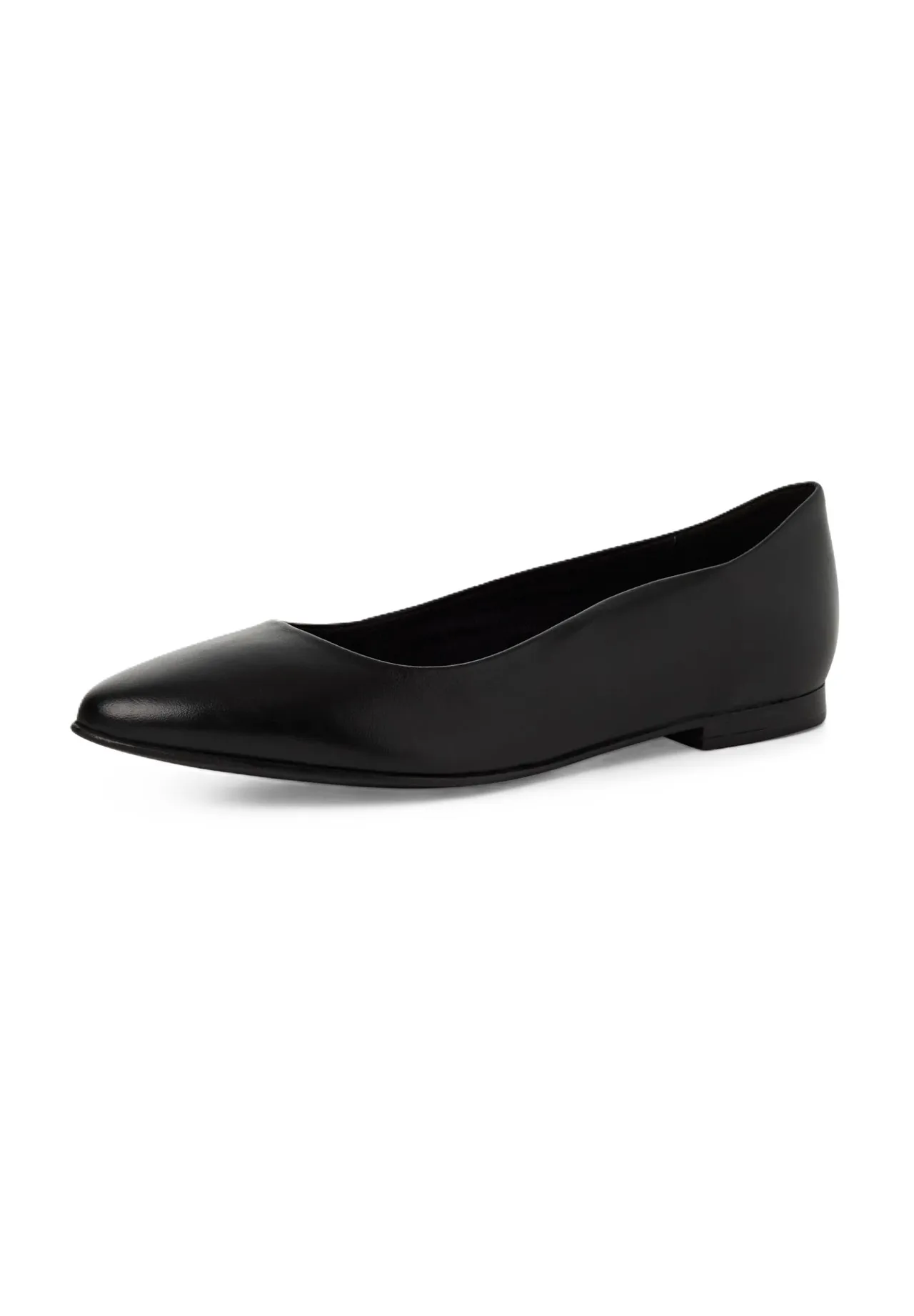 Klassische schwarze Lederballerinas mit spitzer Zehenpartie