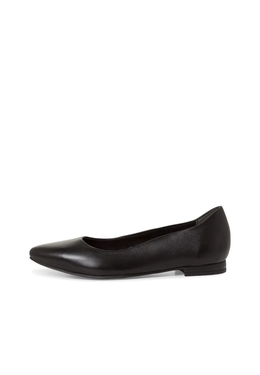 Klassische schwarze Lederballerinas mit spitzer Zehenpartie