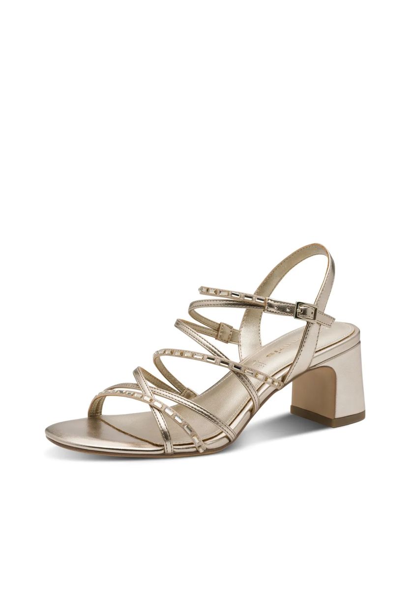Riemchensandalen mit Blockabsatz und Strass
