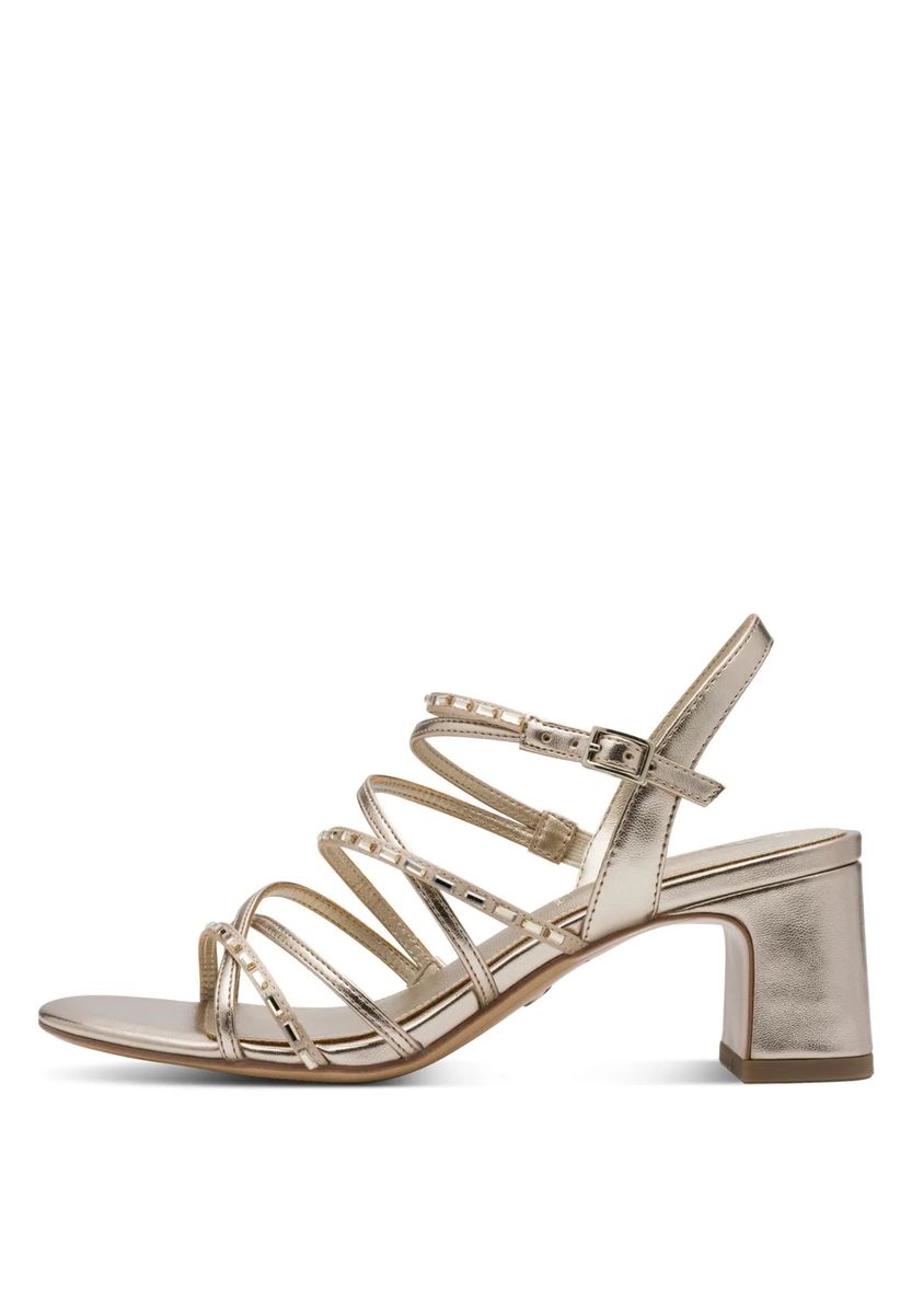 Riemchensandalen mit Blockabsatz und Strass