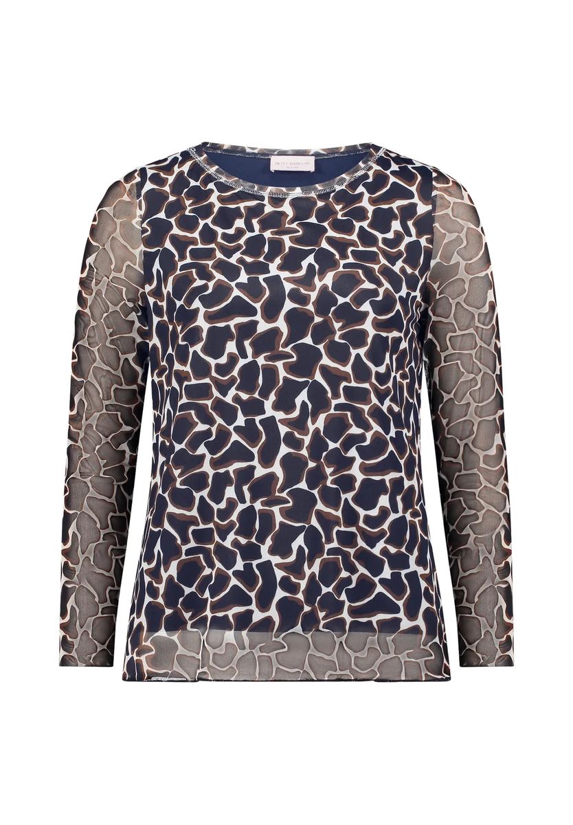 Langarmshirt mit Animalprint und transparenten Ärmeln