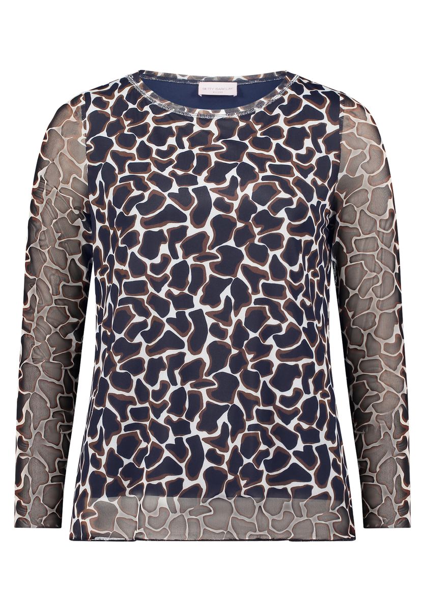 Langarmshirt mit Animal-Print aus Mesh
