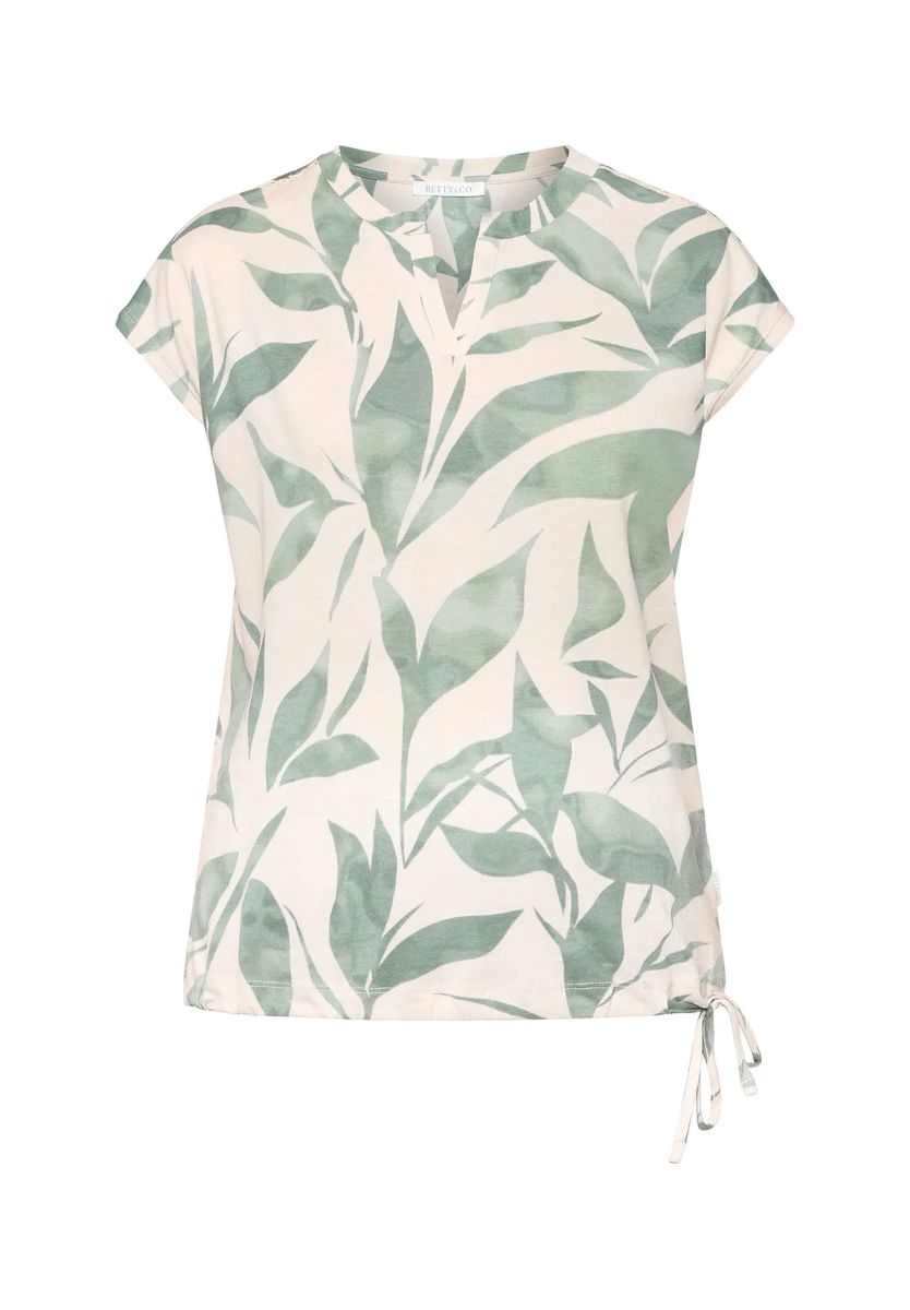 Lässiges T-Shirt mit Blumenmuster und Bindeband