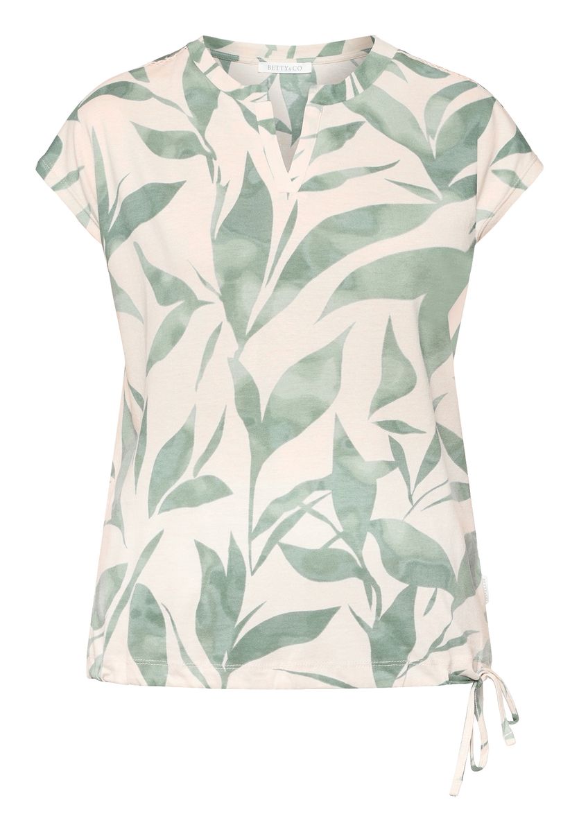 Lässiges T-Shirt mit Blumenmuster und Bindeband