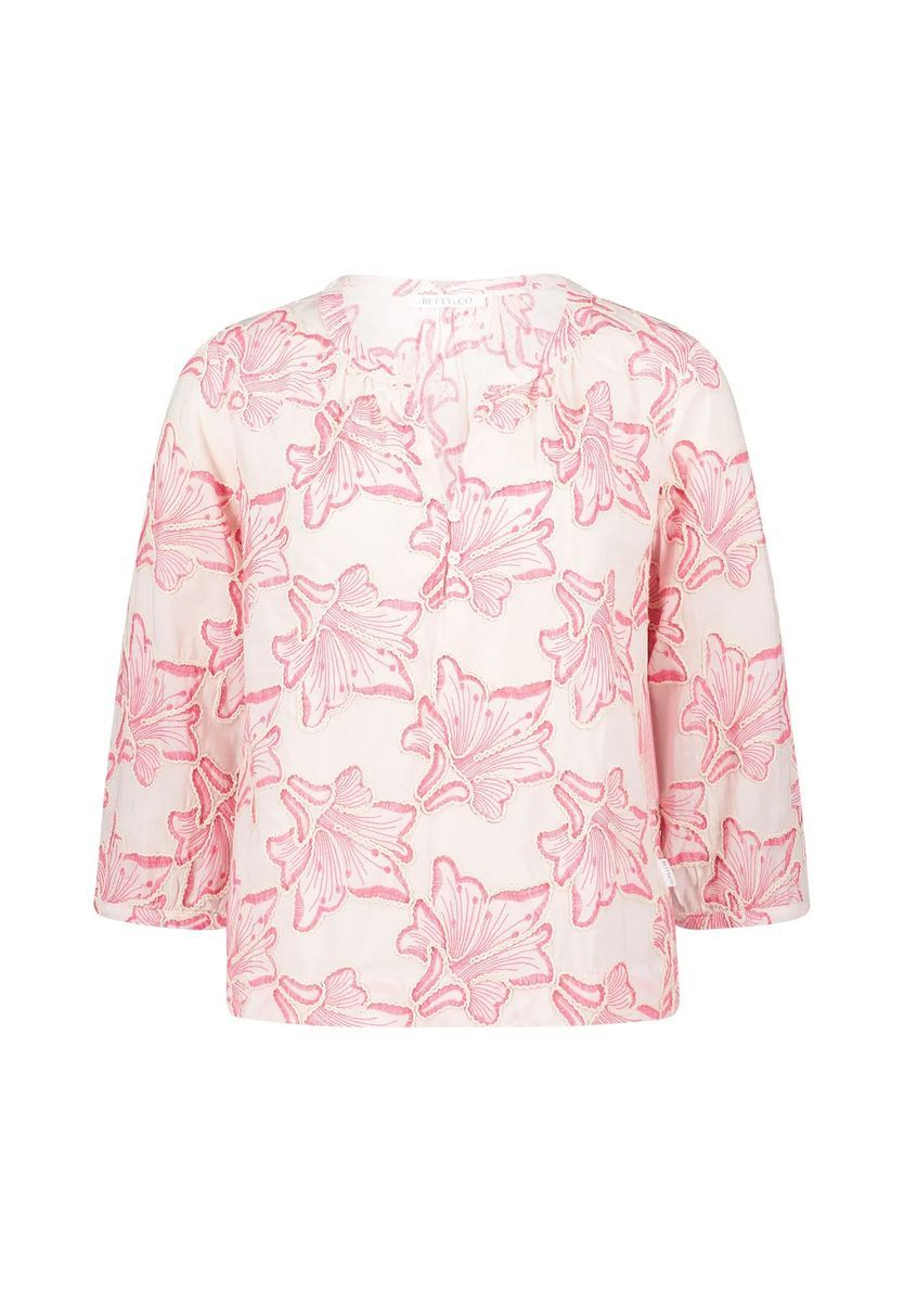 Floral bestickte Bluse mit Dreiviertelärmeln