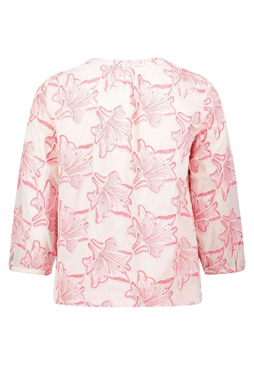 Floral bestickte Bluse mit Dreiviertelärmeln