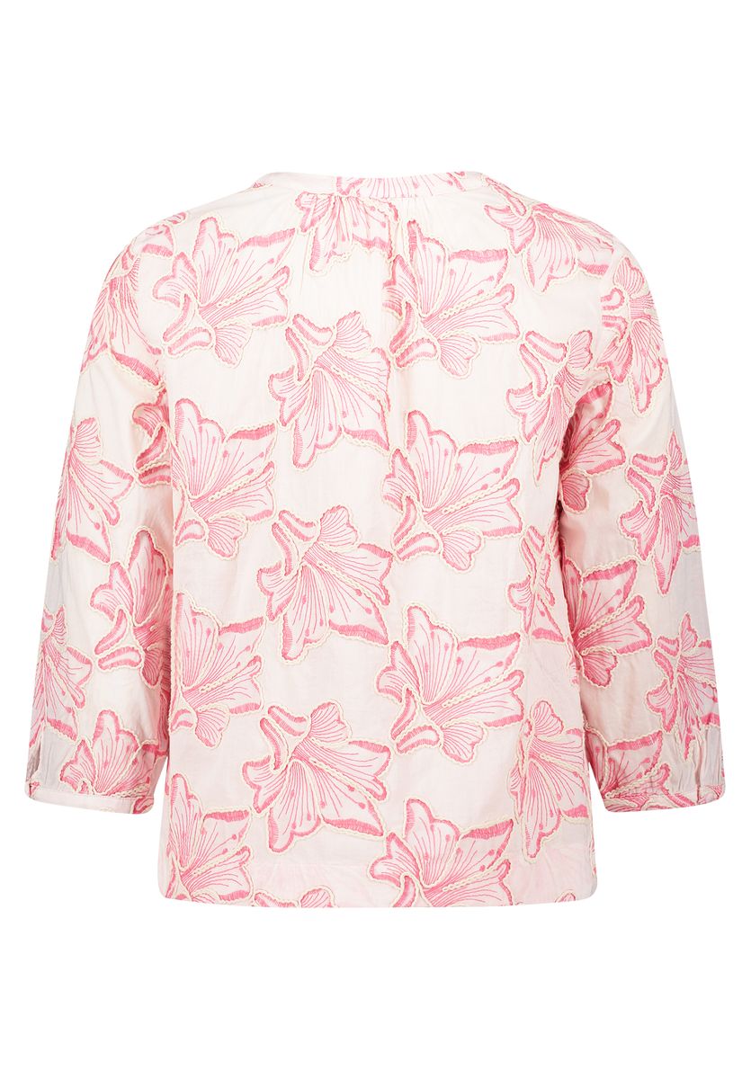 Floral bestickte Bluse mit Dreiviertelärmeln