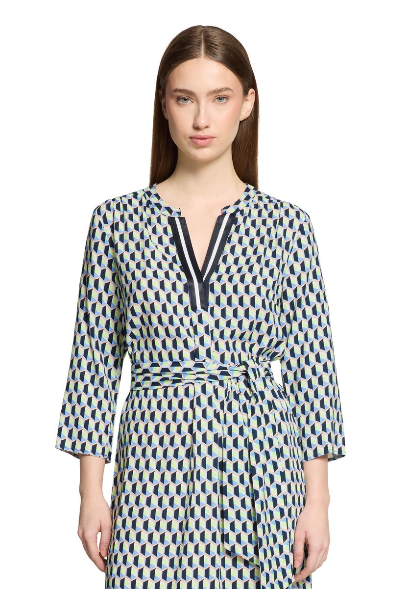 Geometrisch bedrucktes Midi-Hemdkleid