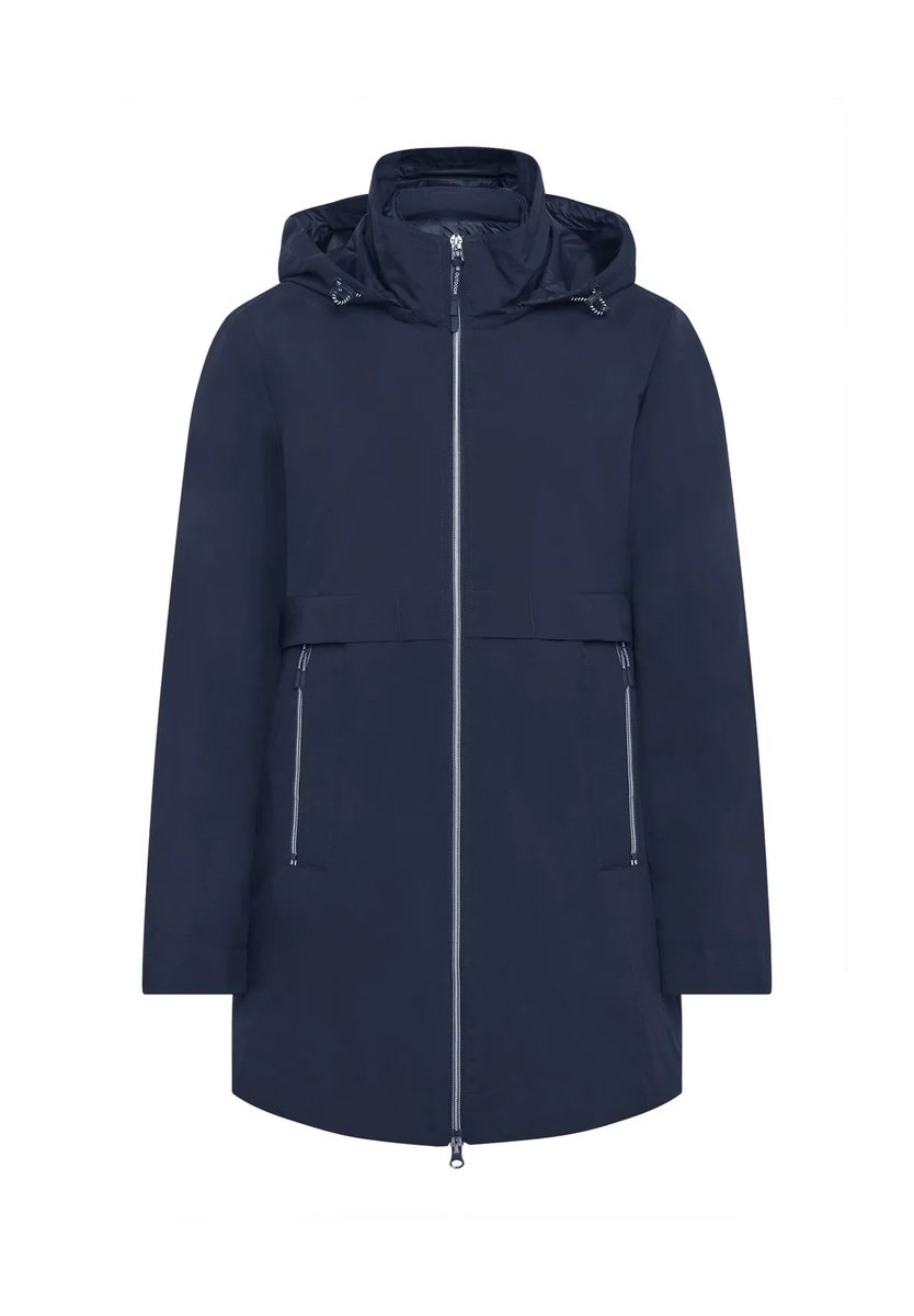 Marineblaue 4-in-1 Regenjacke mit Kapuze