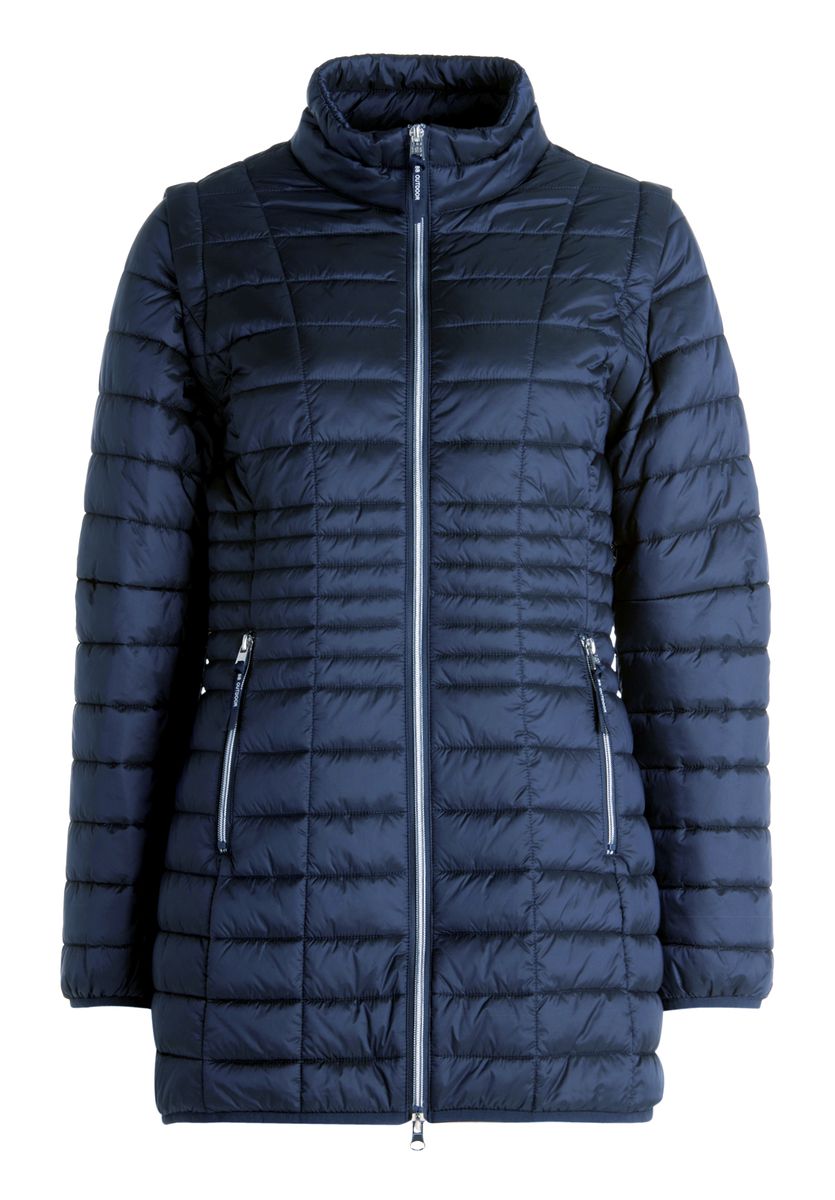 Marineblaue 4-in-1 Regenjacke mit Kapuze